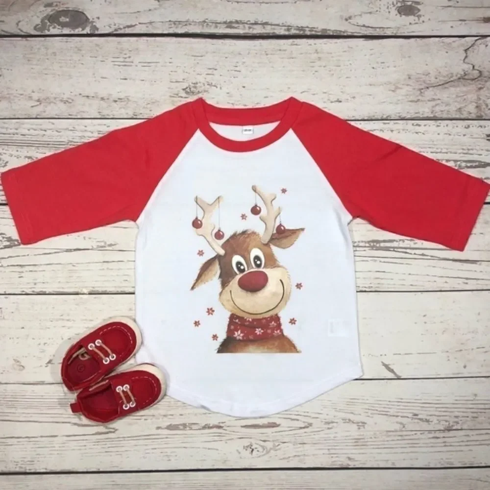 Reindeer Christmas Raglan T-Shirt Unisex